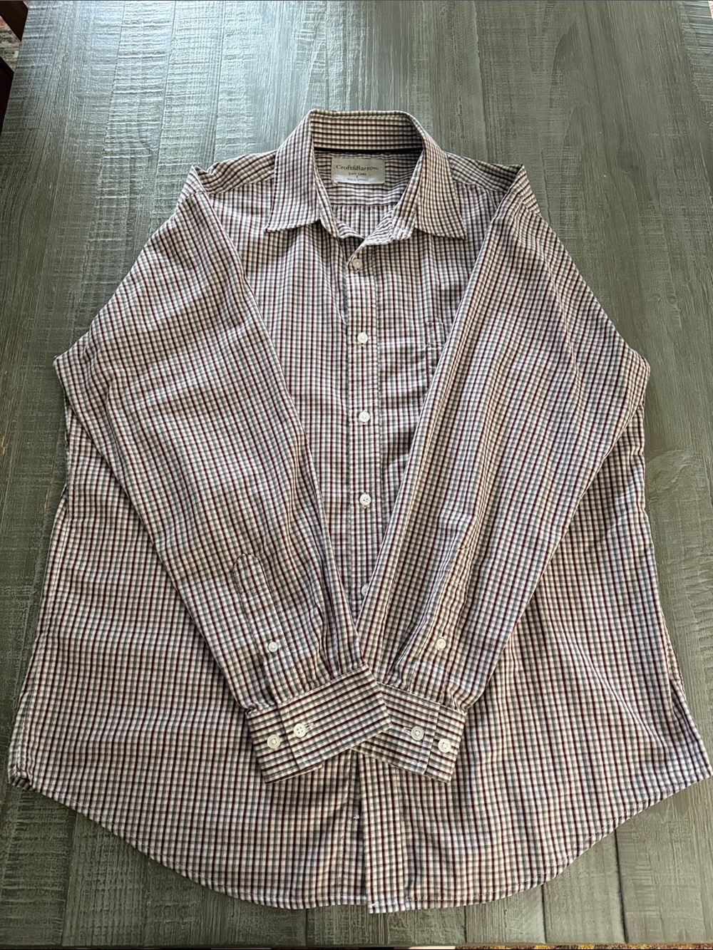 croft & barrow Men's Small-Check Button-Up Shirt in Brown and Blue